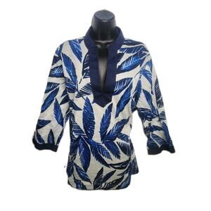 Jones New York Signature Women's Plus Size 3X Top Sheer Lightweight Blue Feather